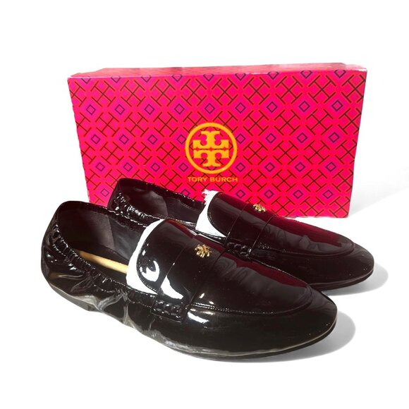Tory Burch Leather Ballet Loafer Black Patent Women’s 8.5 New in Box - Picture 6 of 15